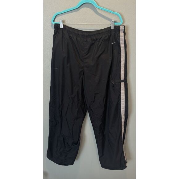 Vintage Y2K 2000s Nike Black Sporty Windbreaker Pants Silver Tag Track Nylon - Picture 1 of 6
